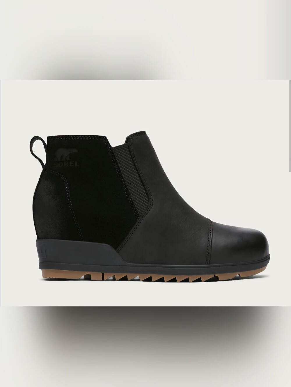 VGUC Women's Sorel Black Leather & Suede "Evie" Pull On Bootie Size 7.5